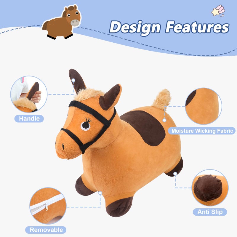 EKEPE Bouncy Hopper Cow & Horse 2 PCS  Inflatable Hopping Outdoor Ride on Bouncy Animal Play Toys with Pump  Birthday for Kids  Toddlers  Boys  Girls 3 4 5 6 Years Old - Image 5